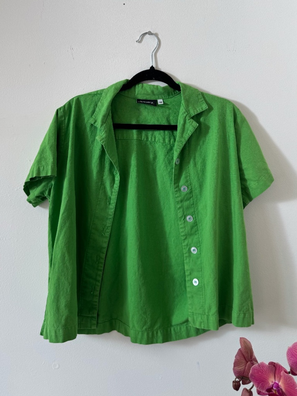 Green Cotton Button Up